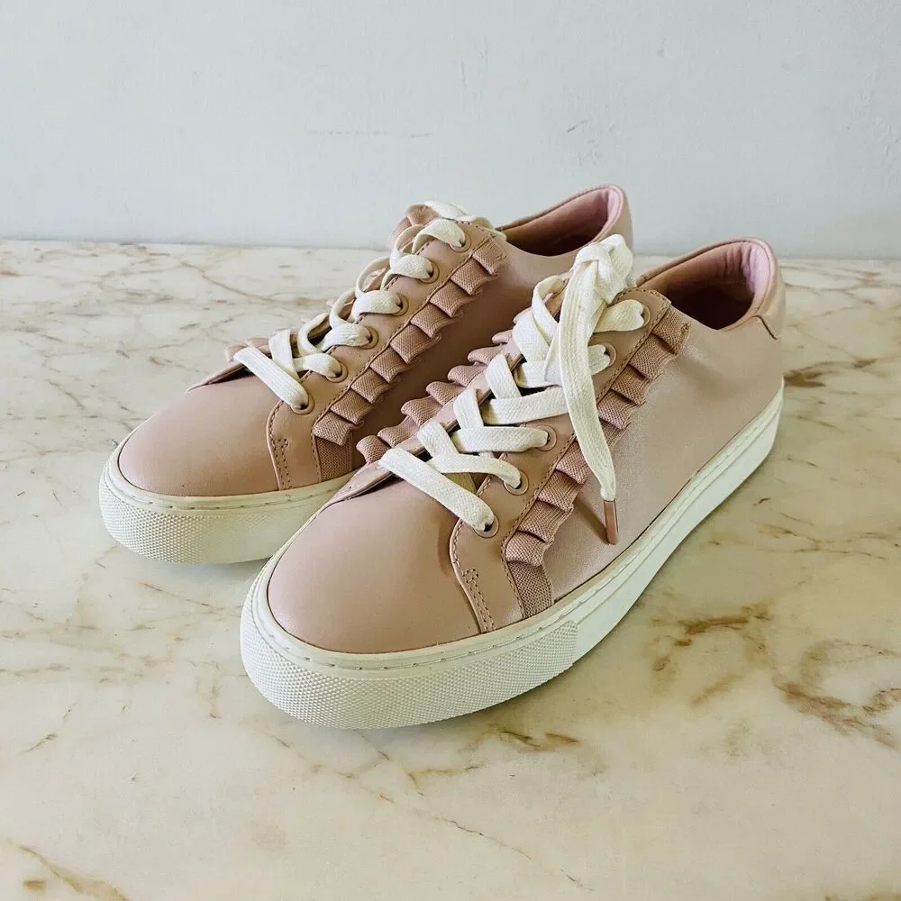TORY SPORT Ruffled Pink Leather Sneakers - US 9